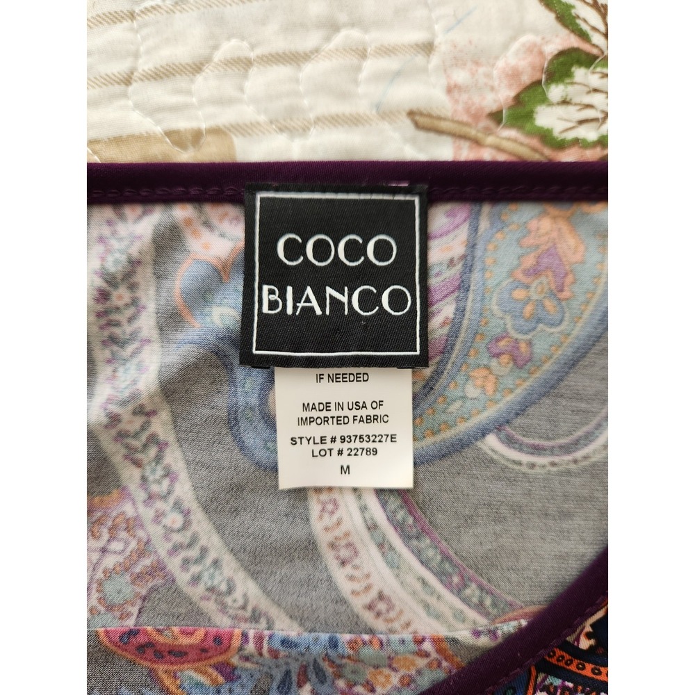 Coco Bianco Vintage Black Floral Paisley Round Neck Bell Long Sleeve Top Size M - Picture 8 of 9
